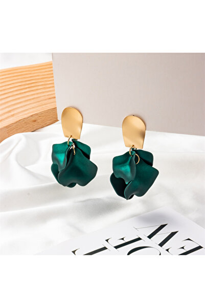 Hector&Co. Jewellery Zümrüt Yeşili Akrilik Vintage Gül Yapraklı Çiçek Küpe