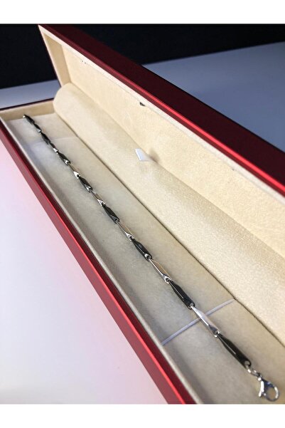 GWOMA سوار رفيع من الفولاذ الأسود والأبيض على شكل حرف V بسمك 3 مم • في علبة م...