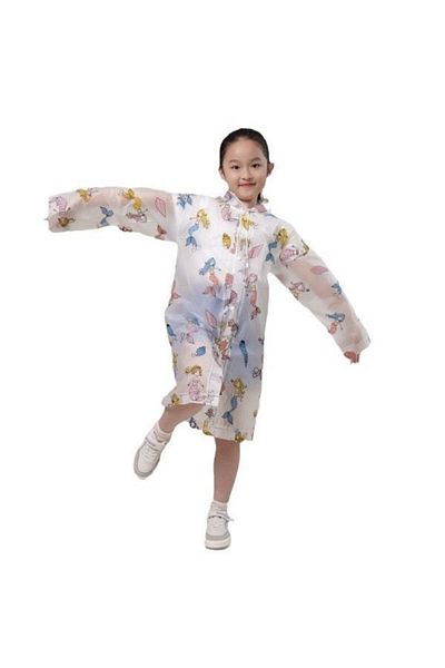 faial Children's Raincoat Waterproof Patterned Raincoat Hooded Windbreaker for Ages 8-11