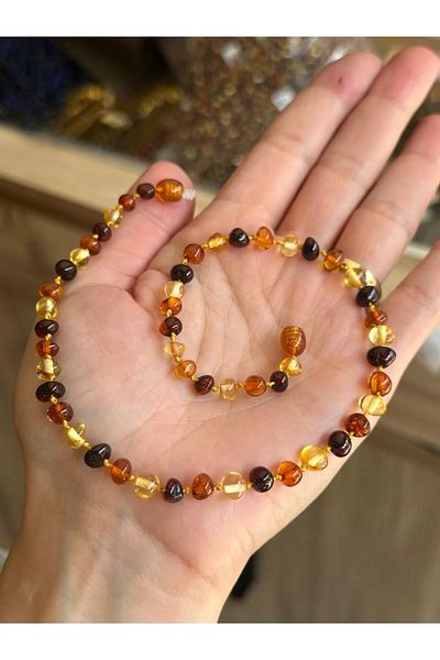 MK tasarım Real Baby Amber Necklace -Colors Are Own Color-Not Paint