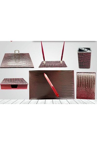 Modellino 7 Piece Desk Set Italian Faux Leather Classifix - 1 Set with Color Options