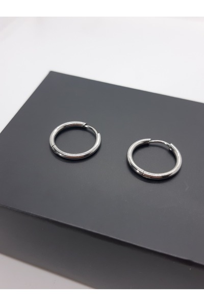 Set 12 mm Antialerjik Paslanmaz (1 Çift) Çelik Halka Küpe ( Kalınlık: 1,6 mm )