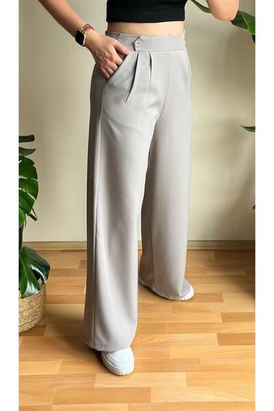 Butik DUMAN GRİ DÜĞME DETAY YÜKSEK BEL PANTOLON