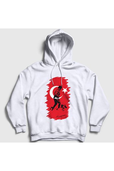 Presmono Φούτερ με μοτίβο Ataturk Kocatepe Unisex με λευκή κουκούλα - 19 Μαΐου/29 Οκτωβρίου/10 Νοεμβρίου 501217 ττ