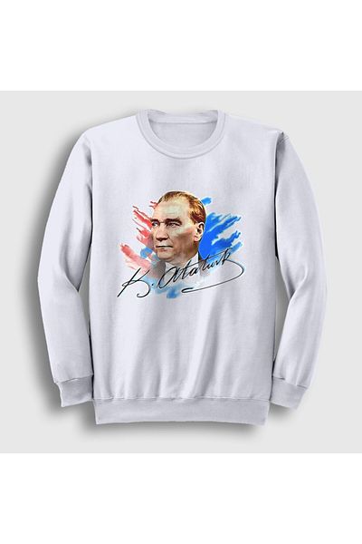 Presmono Unisex Λευκό 19 Μαΐου 29 Οκτωβρίου 23 Απριλίου Signature Φούτερ Ataturk 501491 ττ