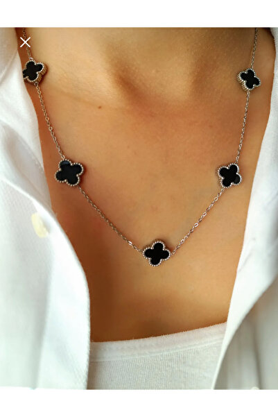 Çelik Van Cleef Gümüş Renk Kolye 316l Çelik Kararmaz