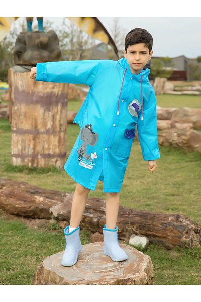 faial Children's Raincoat Waterproof Bag Protected Children's Raincoat Hooded Windbreaker