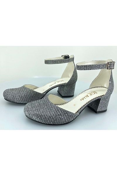 Kocamanlar Ayakkabı Pantofi pentru fete cu toc İremsu 2811 PLATINUM-SILVERY