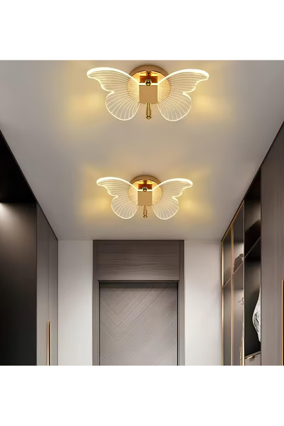burenze Modern Tasarım Butterfly Kelebek Tavana Sıfır Led Avize Gold Sarı Led...