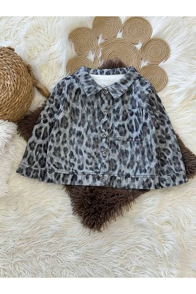 anonim Anthracite Leopard Buttoned Jacket