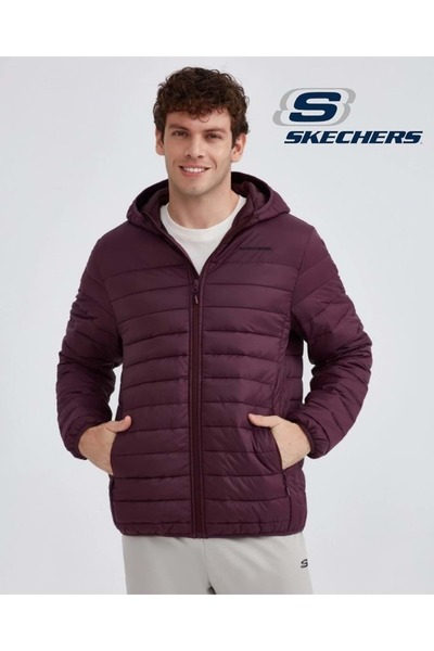 SKECHERS M Essential Hooded Jacket Mont S202063 Erkek Günlük Mont BORDO