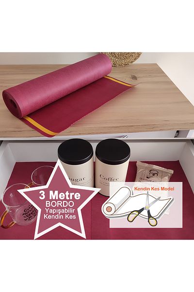 Perisfer Claret Red 3m Adhesive Cabinet Drawer - Non-Slip and Non-Slip Kitchen Shelf Cover