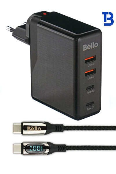 Tech&bello accessories 100w 3 Port Usb Type-c Adaptör Ve Hızlı Şarj Data Kablosu 100W 1.2m BA-03 100w