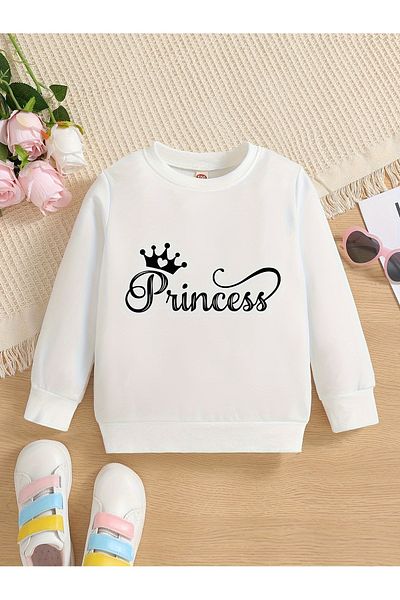 Let's Wear Παιδικό φούτερ Princess Printed Crew Neck για κορίτσια