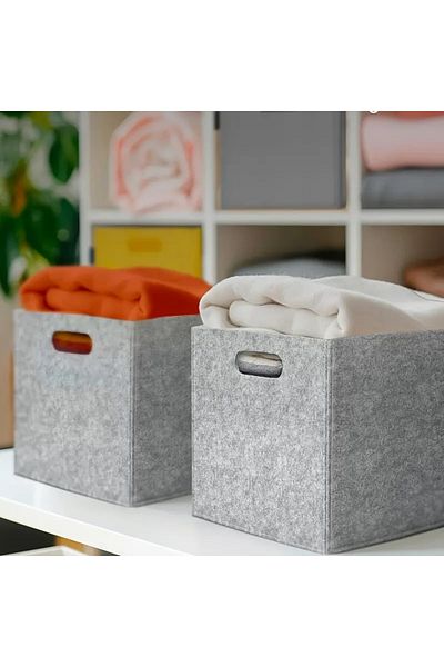 Next Craft 3 Pieces Gray In-Cabinet Organizer - 3mm Felt, 32X32X32 Cm, Multi-Purpose Box
