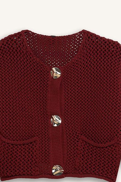 DeFacto Relax Fit Crew Neck Button Knitted Patterned Knitwear Cardigan E1962Ax24Wn