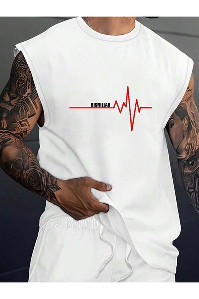 Cosmo Style BISMILLAH εμπριμέ GYM/FITNESS αμάνικο υπερμεγέθη αθλητικό μπλουζάκι με λαιμόκοψη 4070788541178
