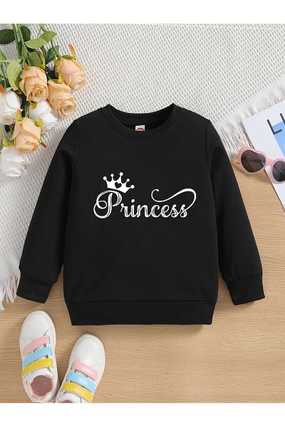 Let's Wear Детски суитшърт с щампа на принцеса за момичета