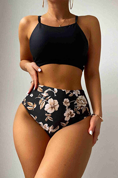 Merry See Angelsin Yüksek Bel Baskılı Bikini Altı Siyah MS43238