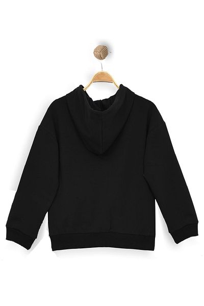 Dijitex Plain Black Zippered Hooded Sweatshirt