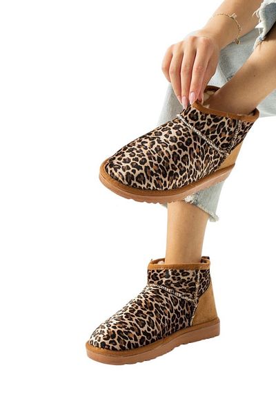 Victoria Shoes Μίνι μποτάκια με μοτίβο λεοπάρ - μισό γούνινο, νέα σεζόν, νέο μοντέλο Α ποιότητας