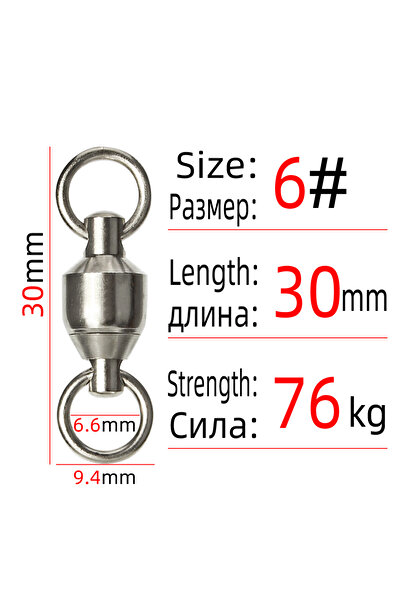 DNDYUJU 100 قطعة مقاس 6 100 قطعة موصل صيد محمل كروي عالي التحمل دوار دوار من ...