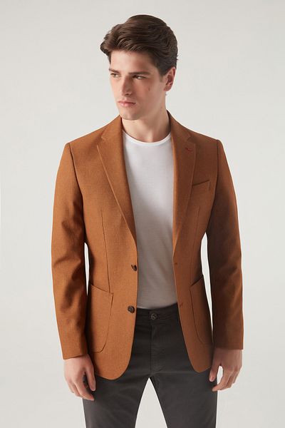 D'S Damat Ds Damat Slim Fit яке Camel Dobby Fabric