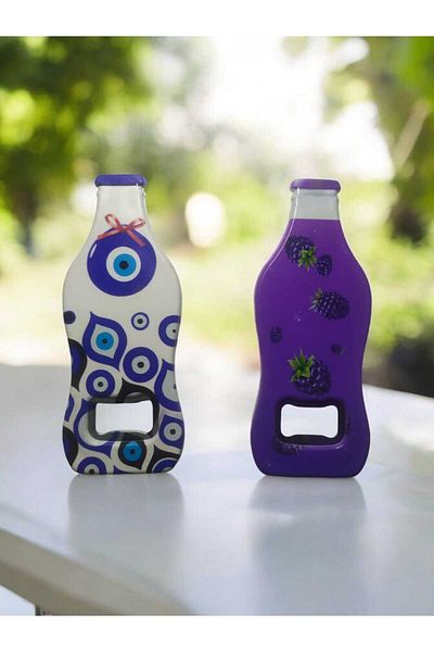 Mor Kayısı Bottle Figured Patterned Magnetic (Magnetic) Gas Opener (2 Pieces)