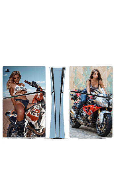 Kt Grup Motorcu Kızlar Playstation 5 Uyumlu Slim Kasa Dijital Versiyon Sticke...