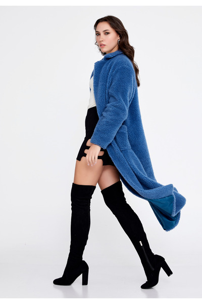 istanmall Palton de culoare uni Palton de lână - CAV88209_BLU