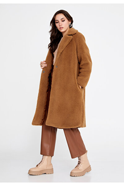 istanmall Μονόχρωμο Πλεκτό Παλτό - CAV89176_CAM