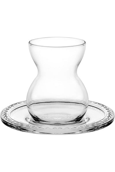 STOREMAX Ethnic Glass Tea Set 6 People 12 Pieces Clear 140 Cc Mhmt 1053513