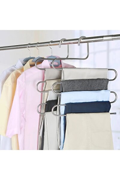 Hombak 4 Adet - Metal 5 Katlı Dolap Içi Pantolon Eşarp Şal Askısı , Çoklu Askılık, Dekoratif Akıllı Askı
