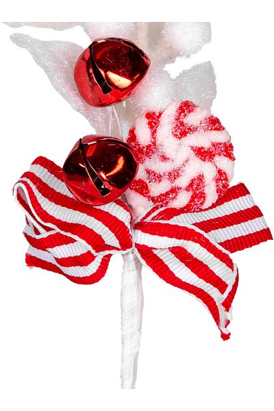 Herdekora 25 cm Red-White Bells Christmas Flower with Pique Berry Candy Figure