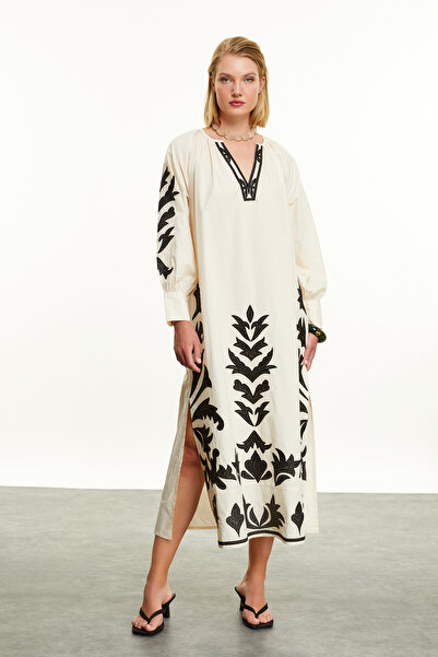 Mudo NAKIŞLI PAMUK UZUN ELBİSE