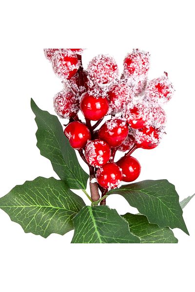 Herdekora Christmas Flower - Pique Snowy, Red-Green Berry, 30 cm