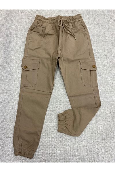 Gökkuşağı Boy's Beige Cargo Pocket Pants