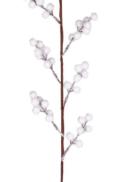 Herdekora 75 cm White Christmas Flower - Pique Snow Effect Berry Branch