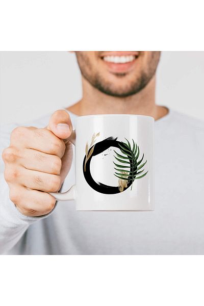 STOREMAX Network Letter O Printed Flower Pattern Decorative Initial Letter Printed Mug Cup O Letter Coffee Cup