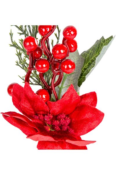 Herdekora Christmas Flower - Pique Berry Polka Dot, Red-Green, 27 cm