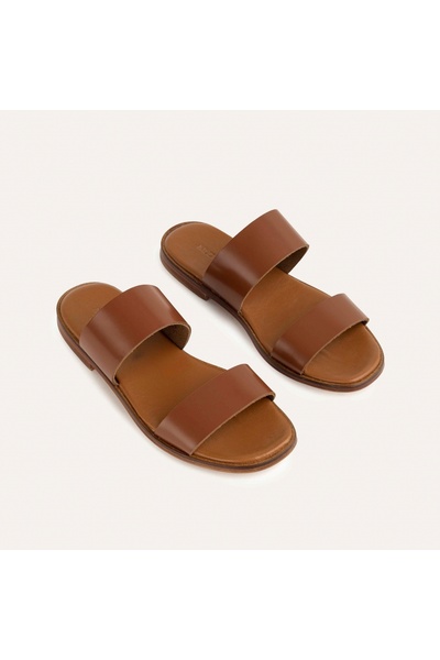 Mudo شبشب جلد طبيعي مع أشرطة