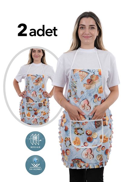 sevilya Jarse Frilly Double Pack Liquid Proof Waterproof Kitchen Apron