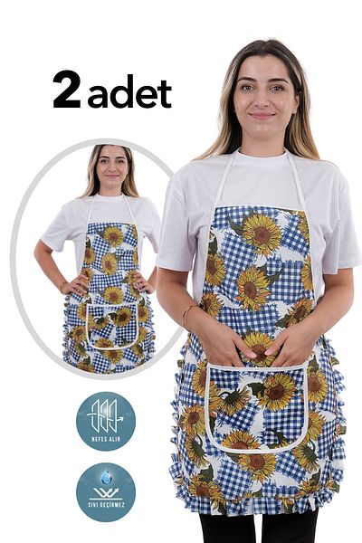 sevilya Jarse Frilly Double Pack Liquid Proof Waterproof Kitchen Apron