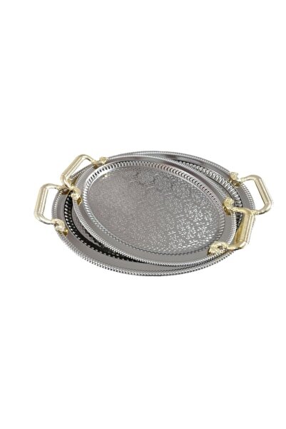 Dalgıç Dalgıç 2li Oval Yeni Model Tepsi Seti-Gümüş 2017