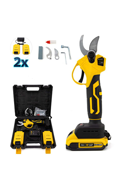 Sataok 36V 5 Ah Metal Şanzıman Çift Akülü Şarjlı Dal Budama Makası 30mm