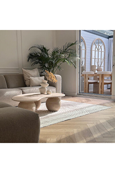 MIARIK DESIGN Mermer Traverten 3 Top Ayaklı Orta Sehpa Fastop Halojen