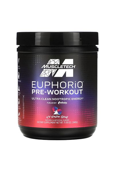 MUSCLETECH Euphoriq Pre Workout, Icy Snow Cone, 20