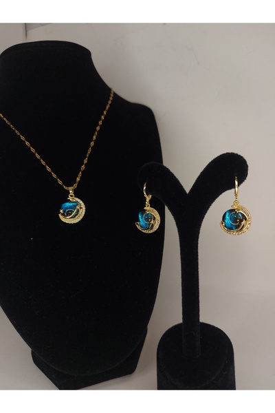 Romea Gökyüzü Temalı Çelik Zarif Takı Seti, Kolye & Küpe Hediyelik Set