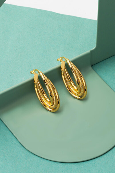 Bilezikci 3 cm Çaplı 14 Ayar Halka Altın Küpe