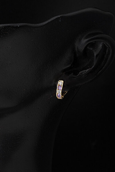 Bilezikci 14 Ayar Altın Mor Bebek Küpesi